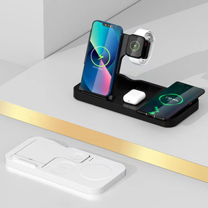 Cargador inalámbrico multifuncional 4 en 1 plegable, plataforma de carga inalámbrica, soporte de carga inalámbrico, mesa de carga inalámbrica, para teléfonos móviles, relojes, auriculares Bluetooth