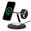 Soporte tres en uno Carga inalámbrica magnética QI2 estación de carga inalámbrica de pie cargador inalámbrico cargador inalámbrico para relojes airpods y teléfonos